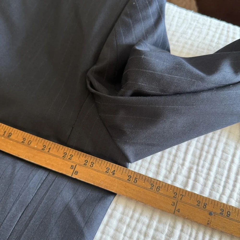 Jos A Bank Suit Mens 46R Blue Pinstripe Wool Silk 2 Piece 41x31 Pants Business
